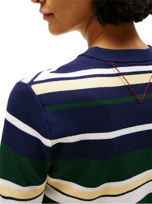 Maglia donna righe verde in lyocell Tommy Hilfiger | WW0WW45596DY4